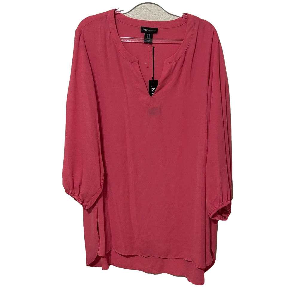 🐢JNY jones New York Vibrant Pink Blouse v neck size 2X NWT